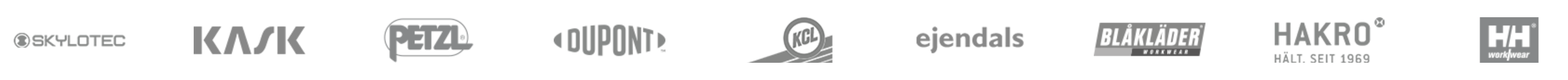 Logos der Marken SKYLOTEC | KASK |  PETZL |  DUPONT |  KCL |  ejendals |  BLACKLÄDER |  HAKRO |  HH workwear