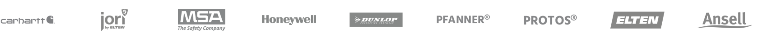 Logos der Marken Barhart | Dori  | MSA  | Honeywell  | Dunlop  | PFANNER  | PROTOS  | ELTEN  | Ansell