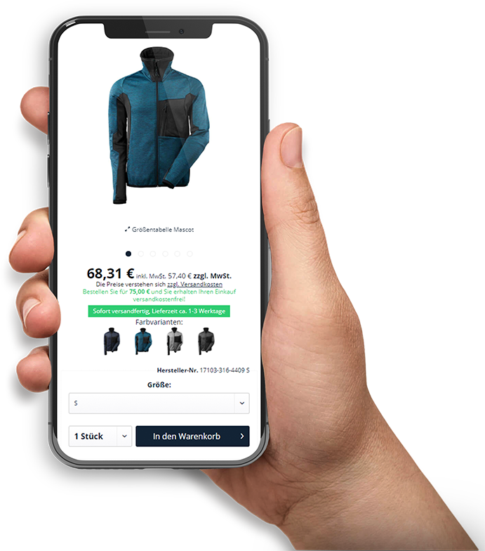 Abbildung Mobilgerät mit PCH Online Shop